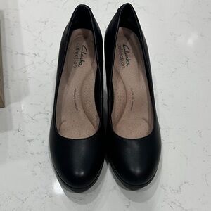Clarks Black Leather Heels